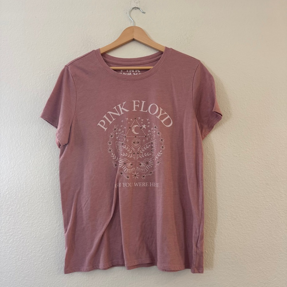 Lucky Brand Pink Floyd Wish You Were Here Graphic Tee L Pink Studded Excellent